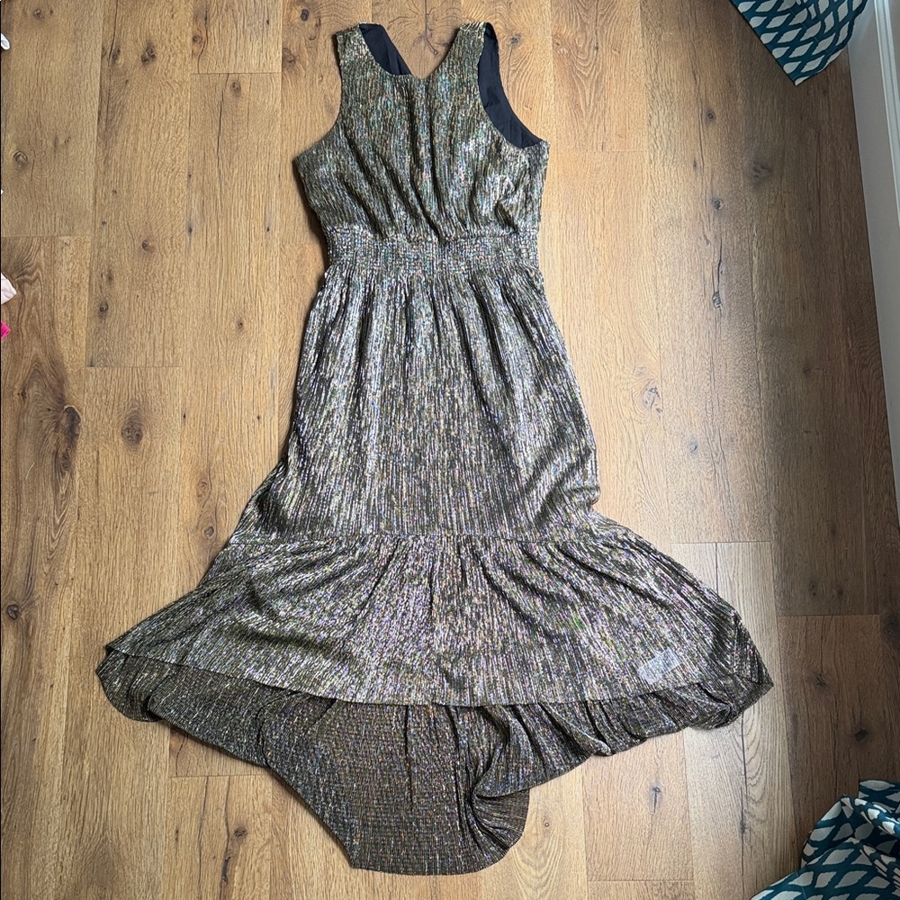 Banana Republic Metallic High-Low Dress in Gold and Black